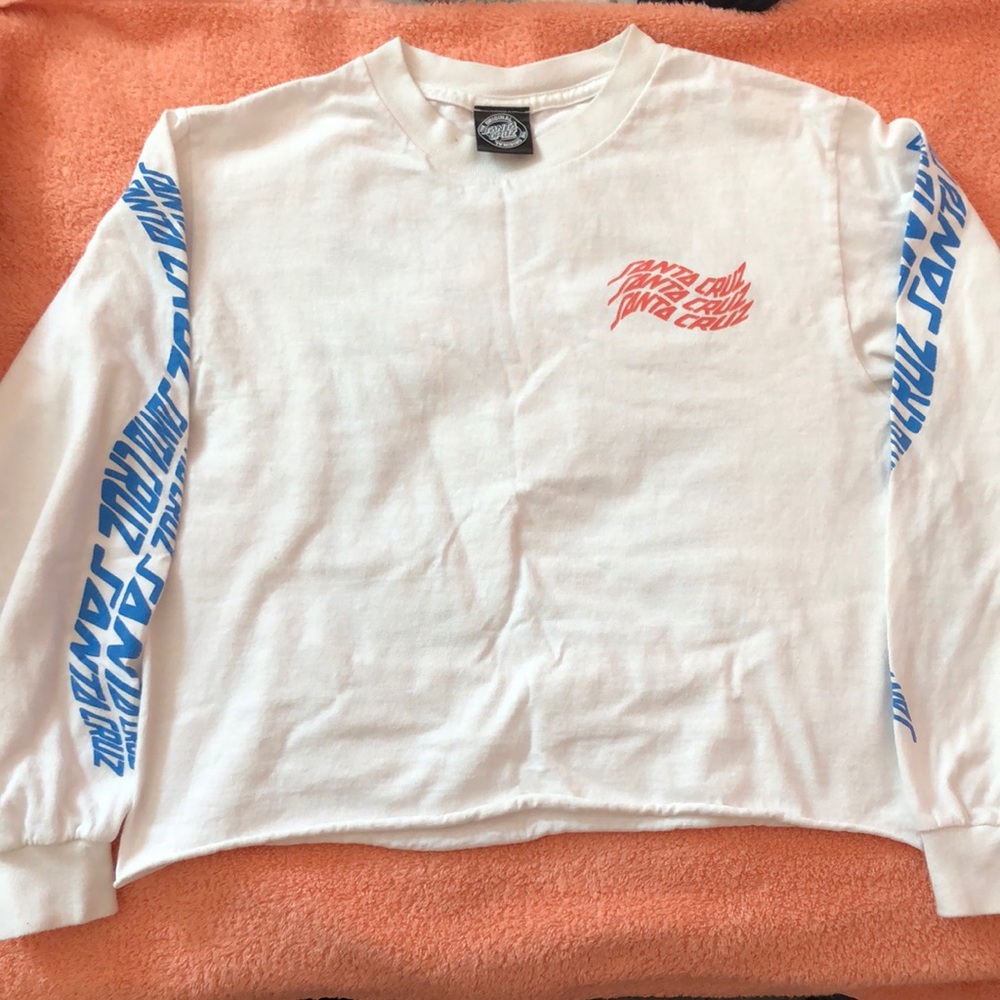 White, blue, and orange santa cruz long sleeve